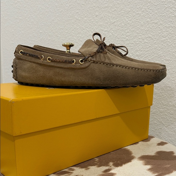 Brown Suede Loafers with Lace Detail - Picture 3 of 12